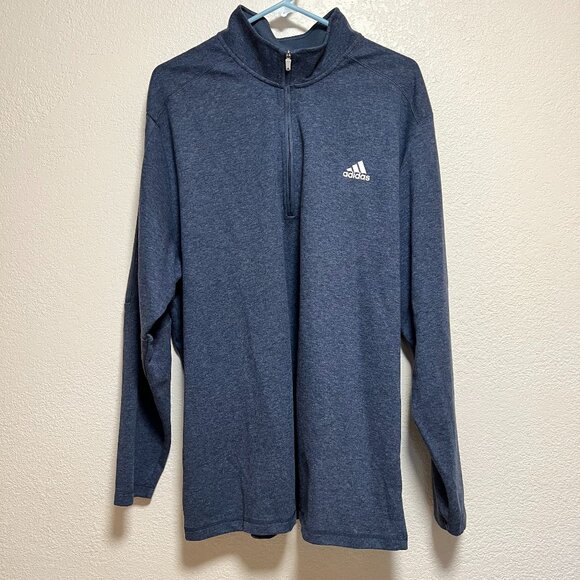 Adidas Golf Long Sleeve Heathered Blue Zip Up Pullover Lightweight Men's 2XL - Picture 1 of 13